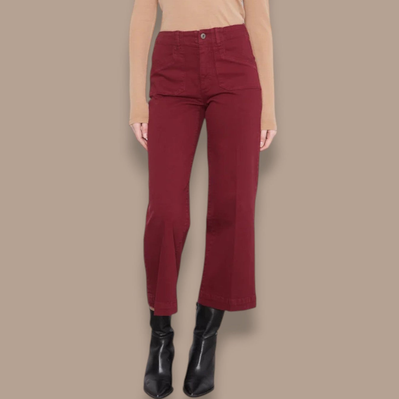 Charlie B - Cropped Wide Leg Twill Pants