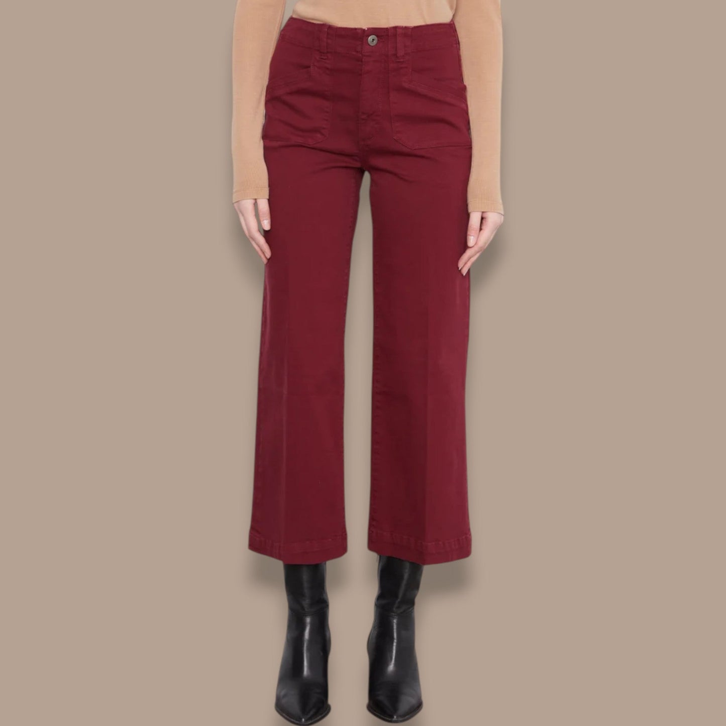 Charlie B - Cropped Wide Leg Twill Pants