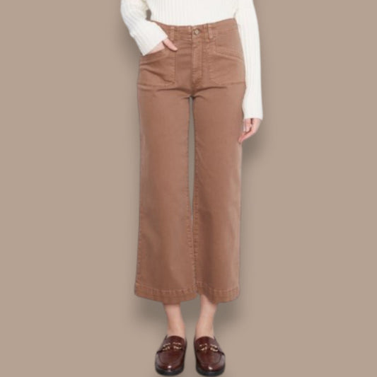 Charlie B - Cropped Wide Leg Twill Pants