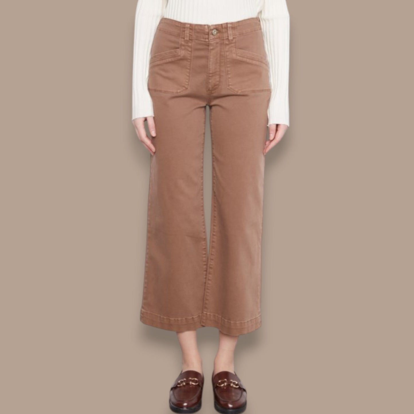 Charlie B - Cropped Wide Leg Twill Pants