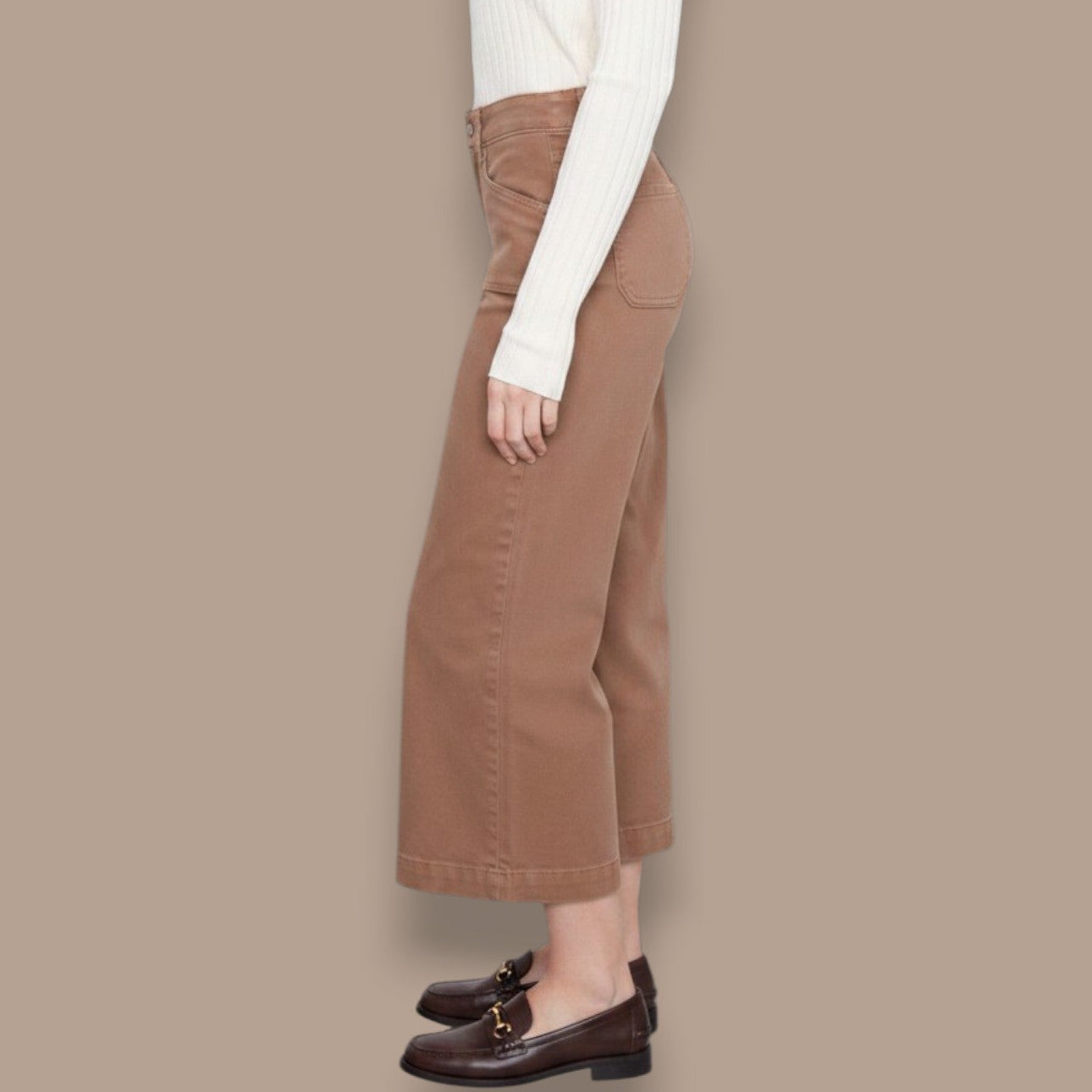 Charlie B - Cropped Wide Leg Twill Pants