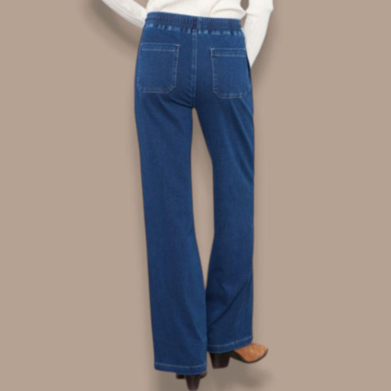Charlie B - Knit Denim Wide-Leg Jogger Pants