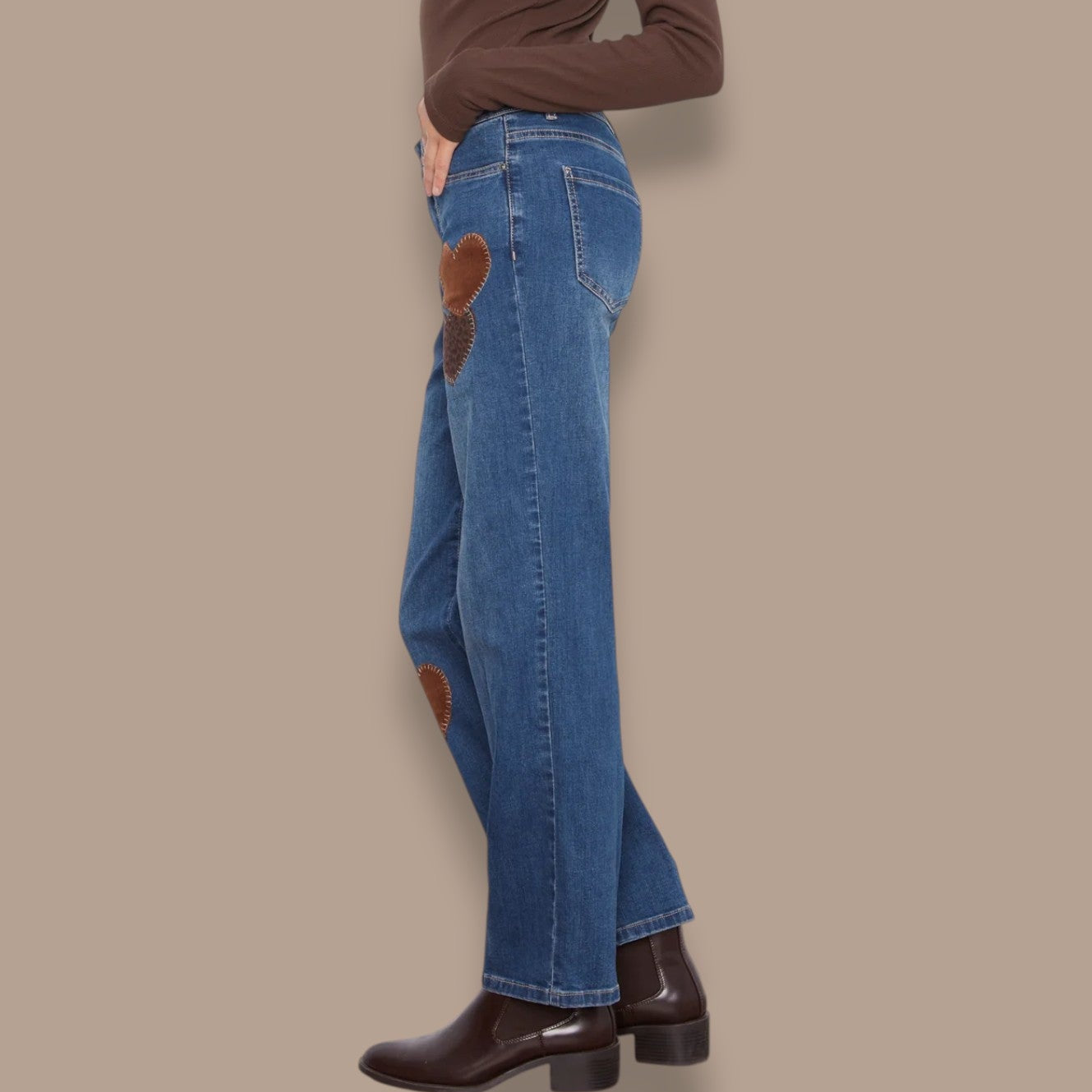 Charlie B - Heart Patch Straight Leg Jeans