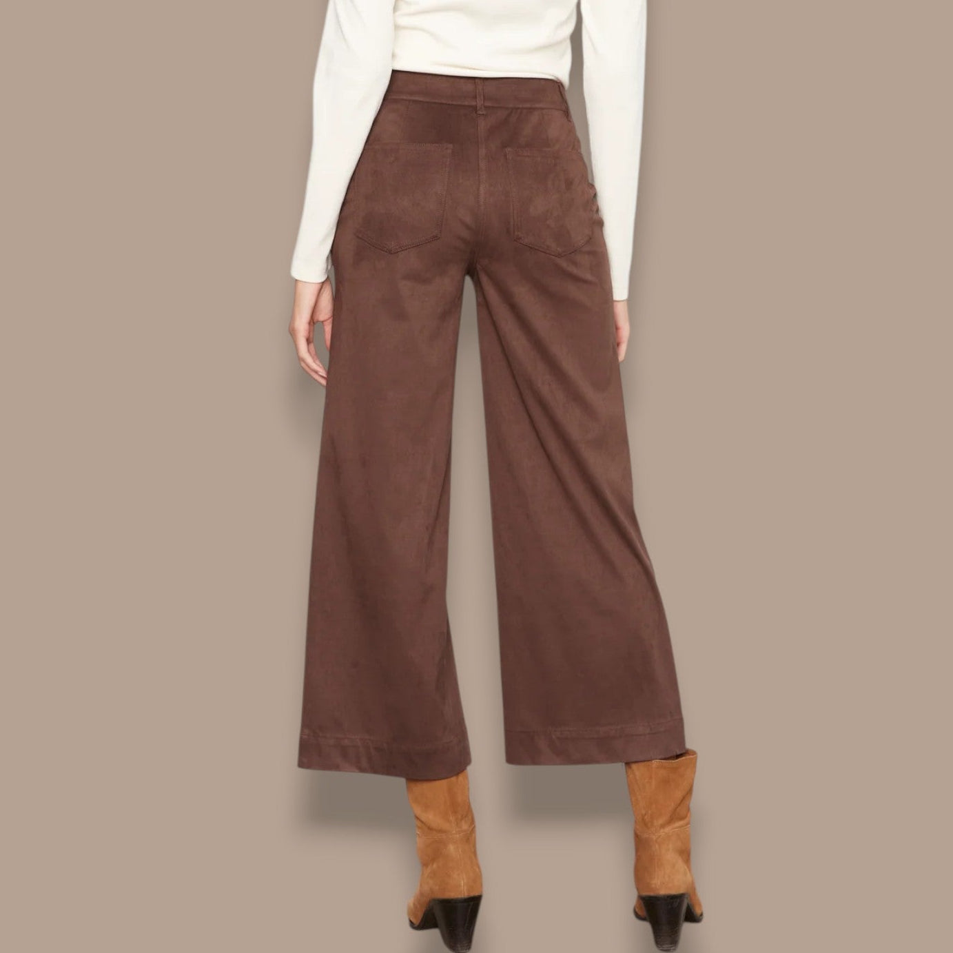 Charlie B - Faux Suede Wide Leg Crop Pant