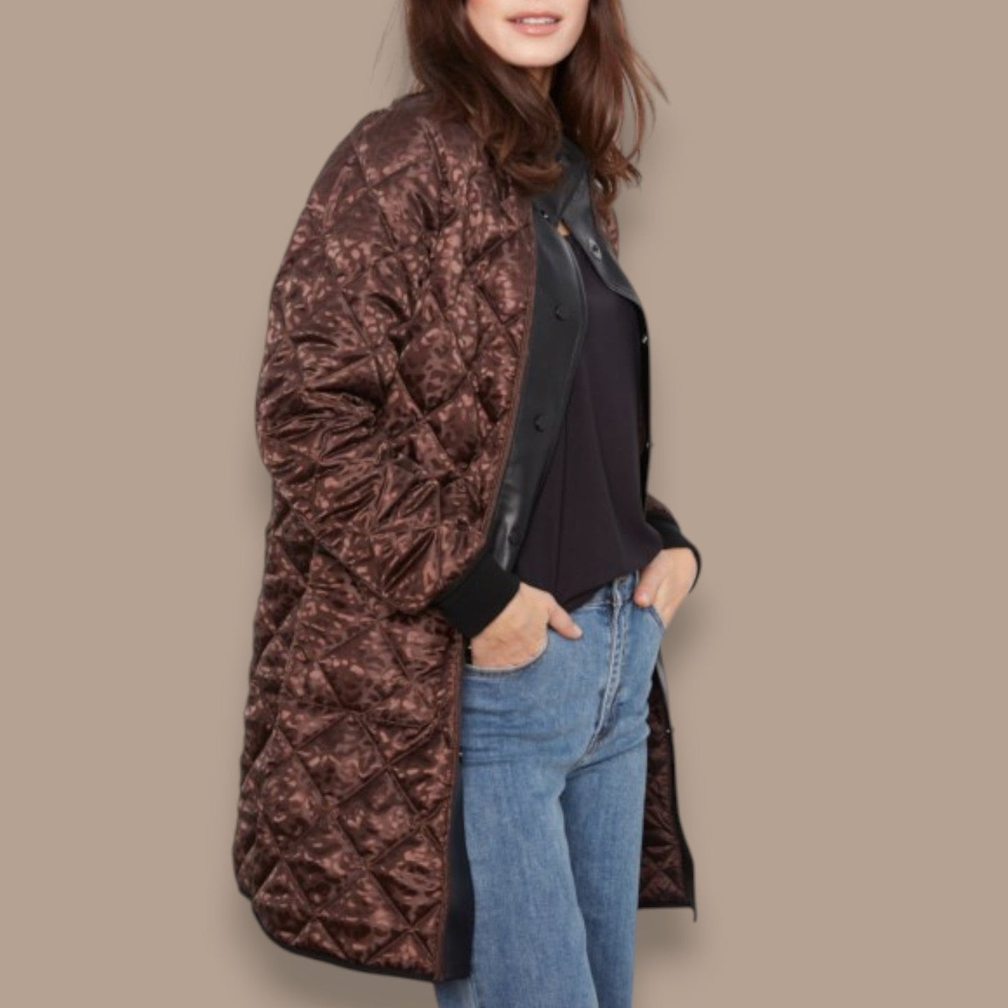 Charlie B - Reversible Mocha Quilted Jacket