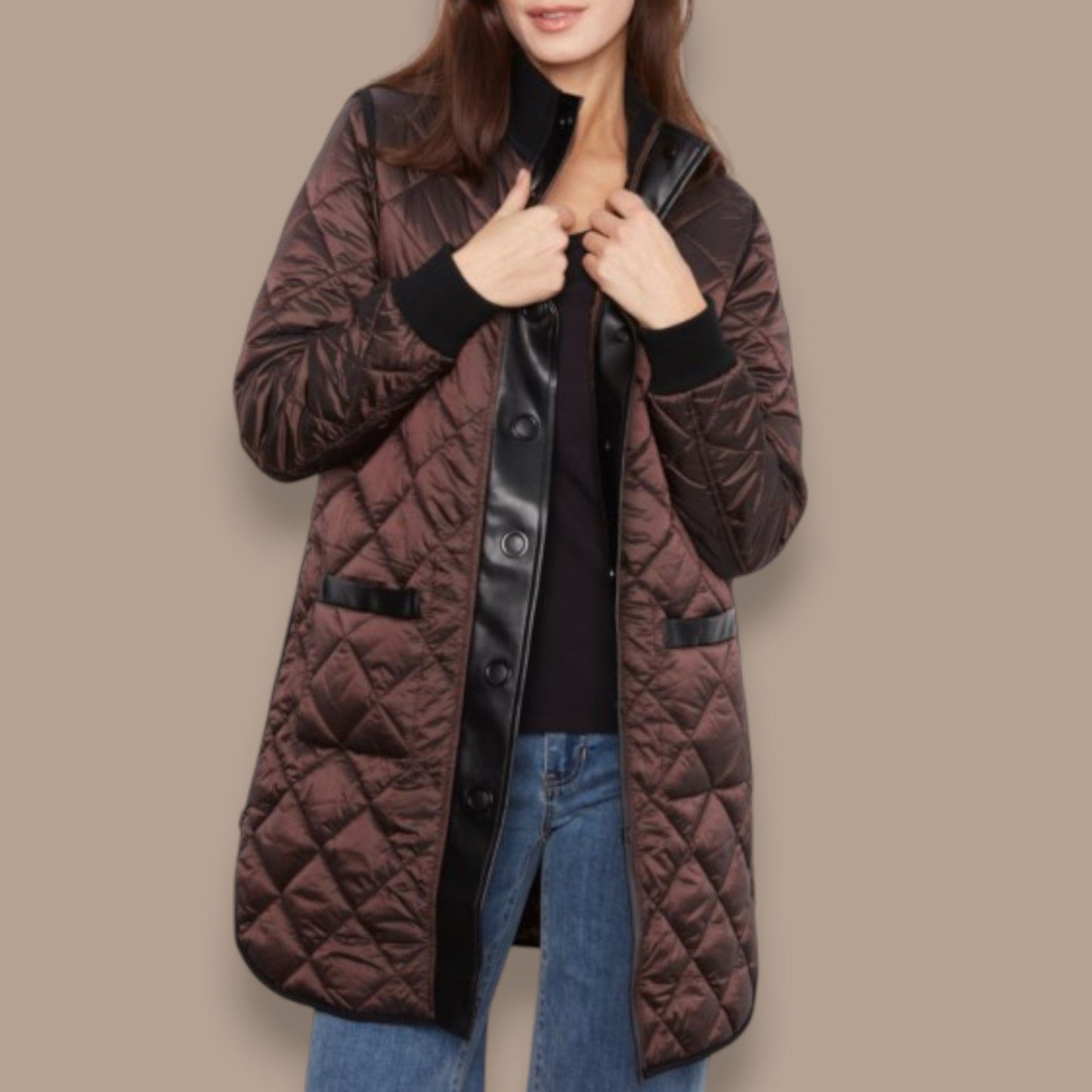 Charlie B - Reversible Mocha Quilted Jacket