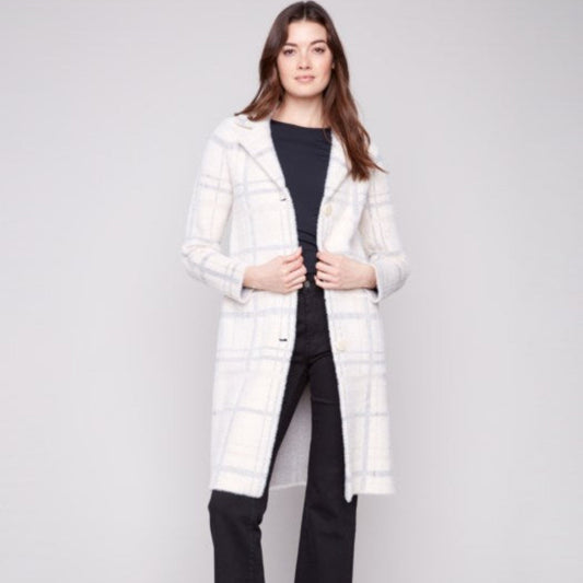 Charlie B - Long Plaid Knit Coatigan