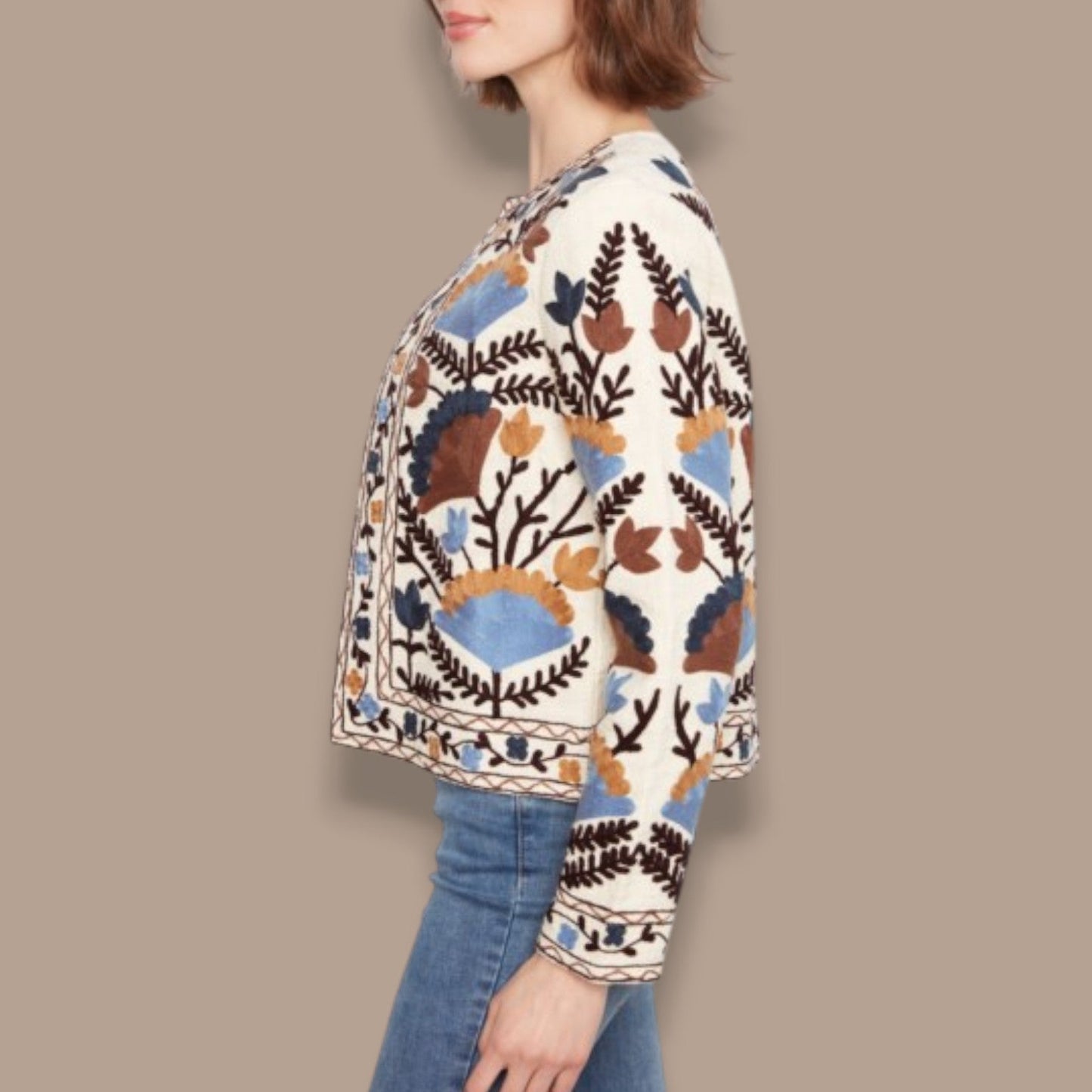 Charlie B - Embroidered Cotton Basketweave Jacket