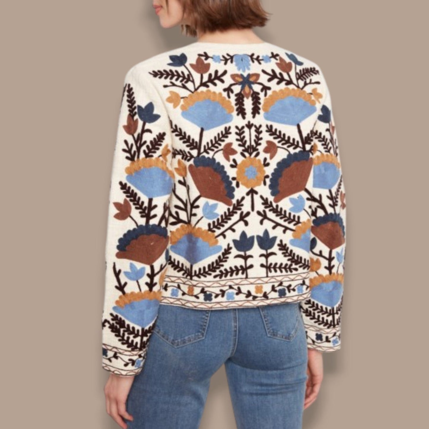 Charlie B - Embroidered Cotton Basketweave Jacket