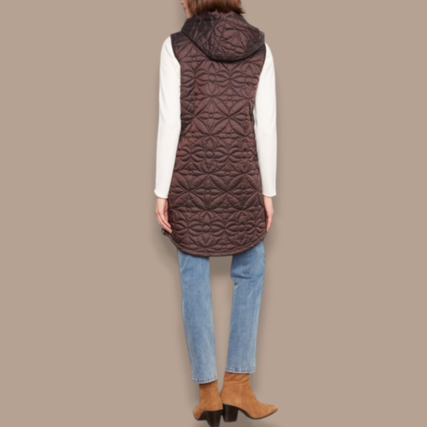 Charlie B - Long Quilted Vest With Removable Hood