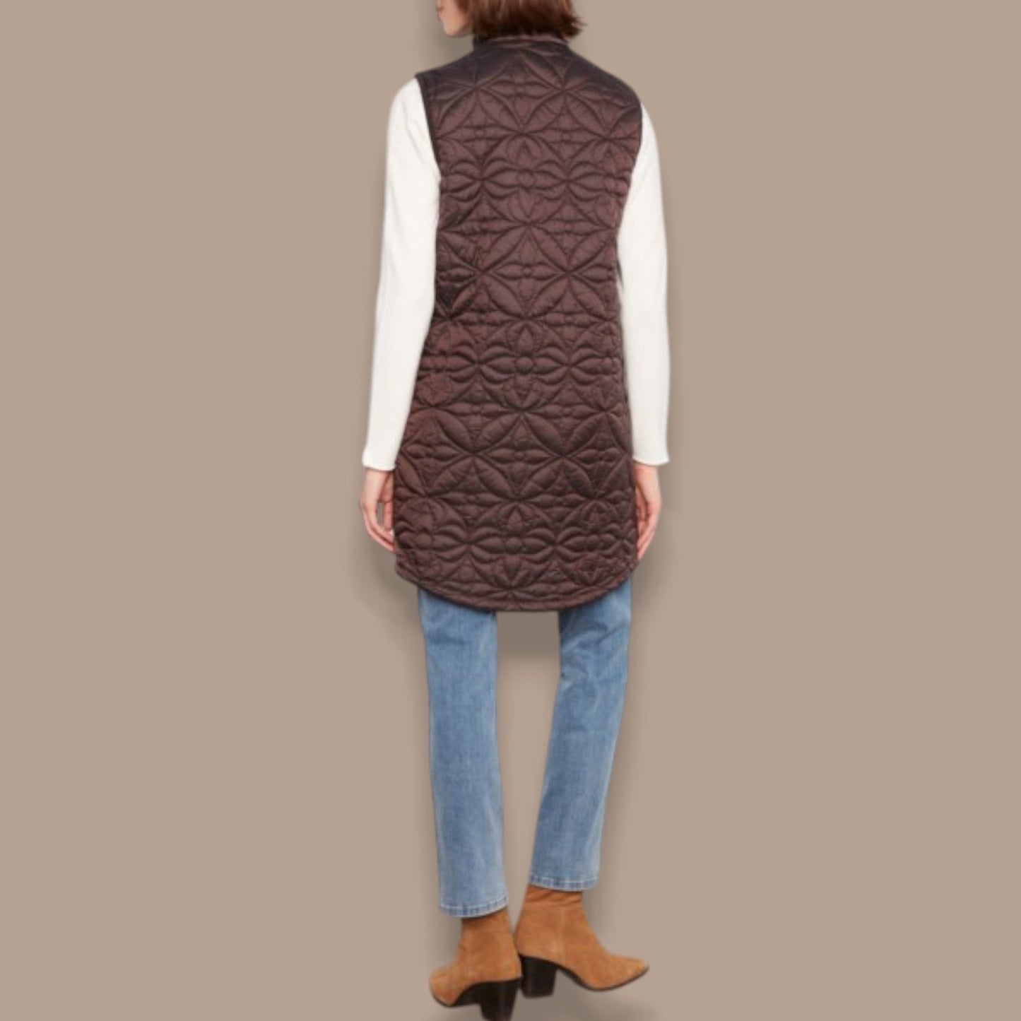 Charlie B - Long Quilted Vest With Removable Hood