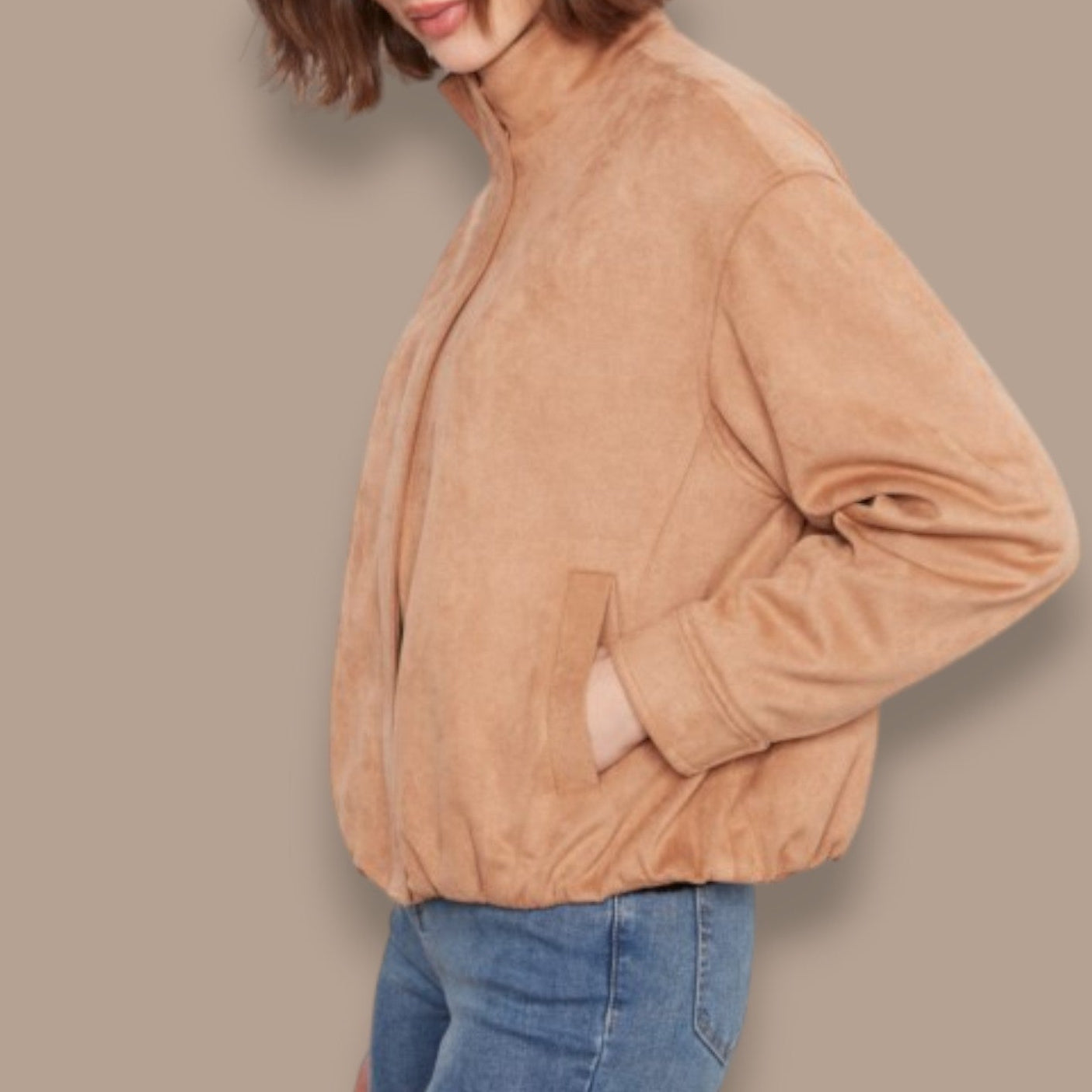 Charlie B - Faux Suede Zip Jacket