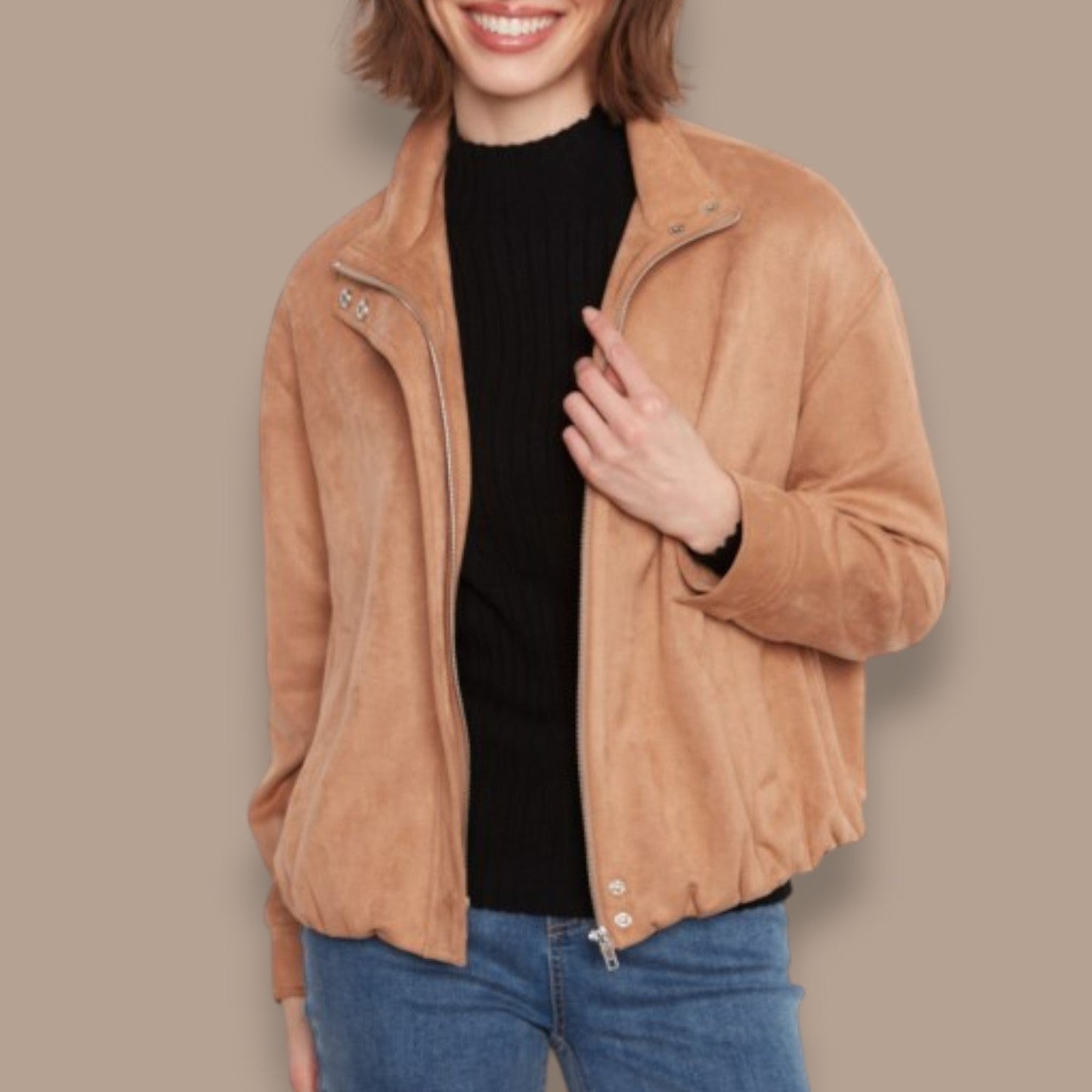 Charlie B - Faux Suede Zip Jacket