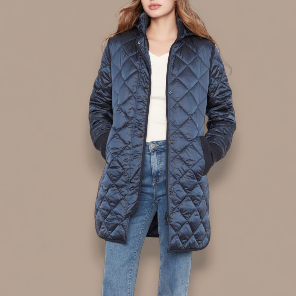 Charlie B - Diamond Quilted Coat With Removable Hood