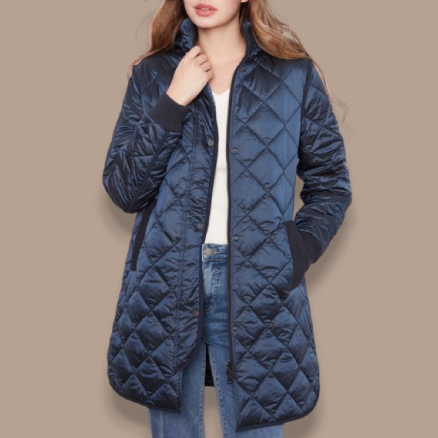 Charlie B - Diamond Quilted Coat With Removable Hood
