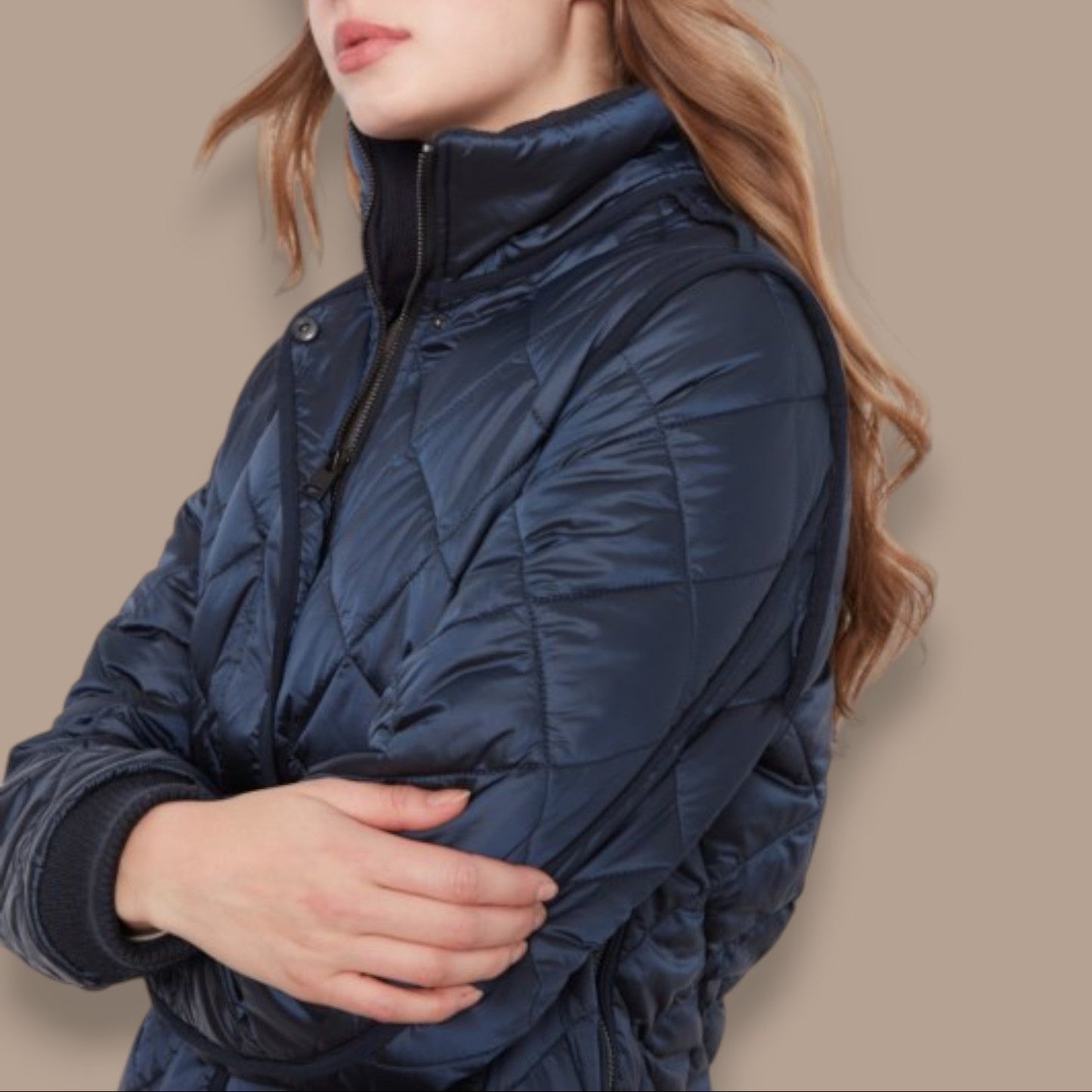 Charlie B - Diamond Quilted Coat With Removable Hood