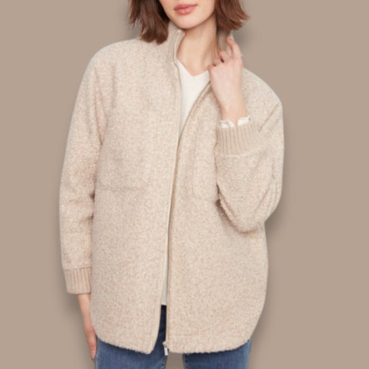 Charlie B - Zipper Front Bouclé Jacket