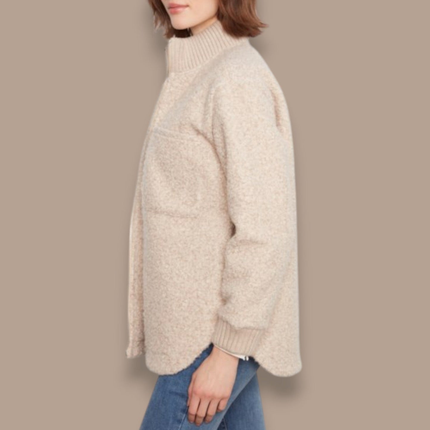 Charlie B - Zipper Front Bouclé Jacket