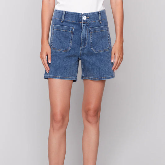 Charlie B - Denim Shorts With Patch Pocket