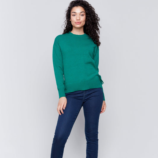 Charlie B - Crew Neck Sweater With Side Bows