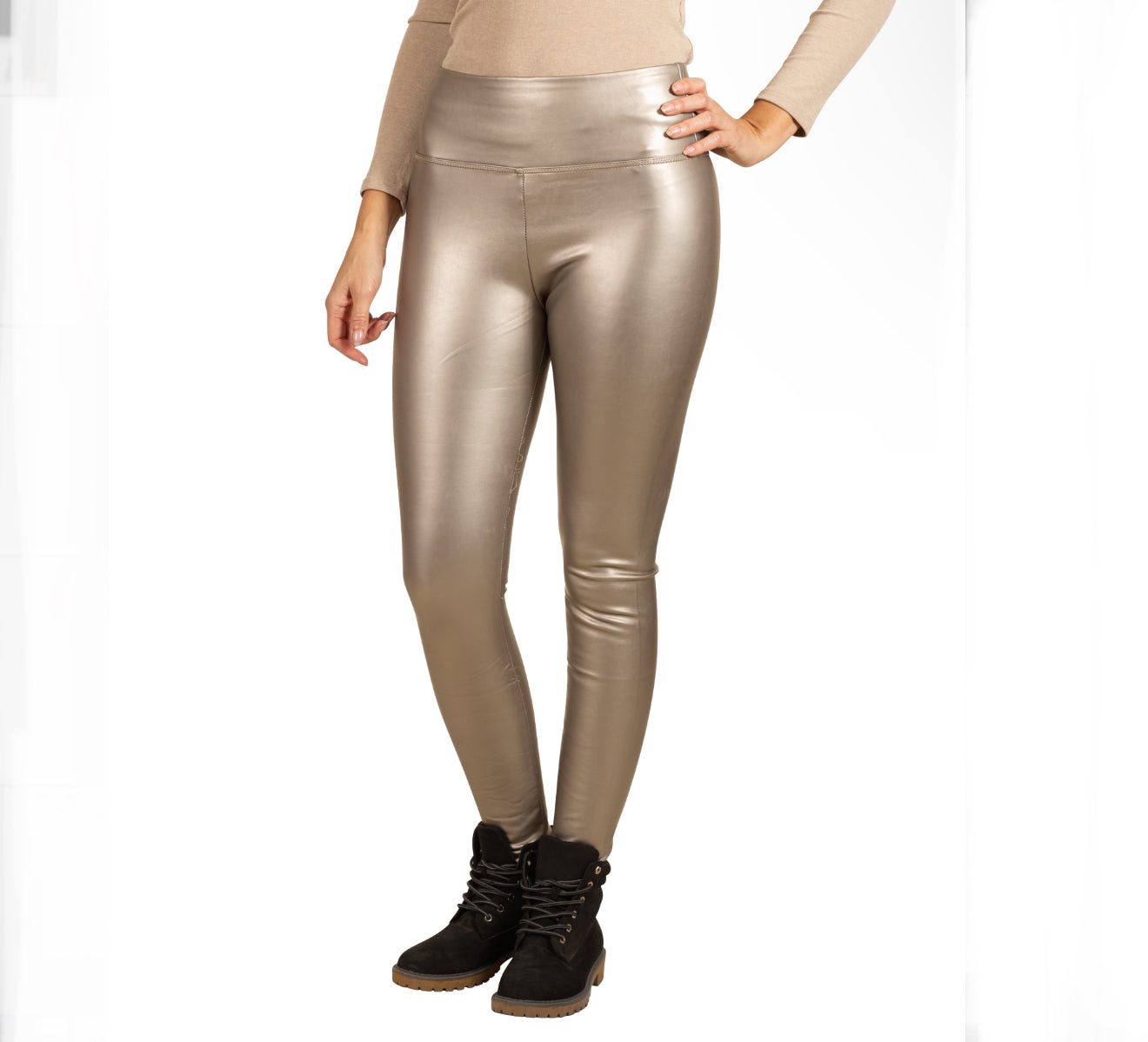 Angela Mara - Pull-On Pleather Wide Band Legging