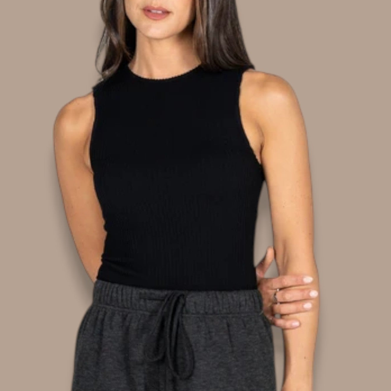 C'est Moi - Seamless Textured Crew Neck Tank