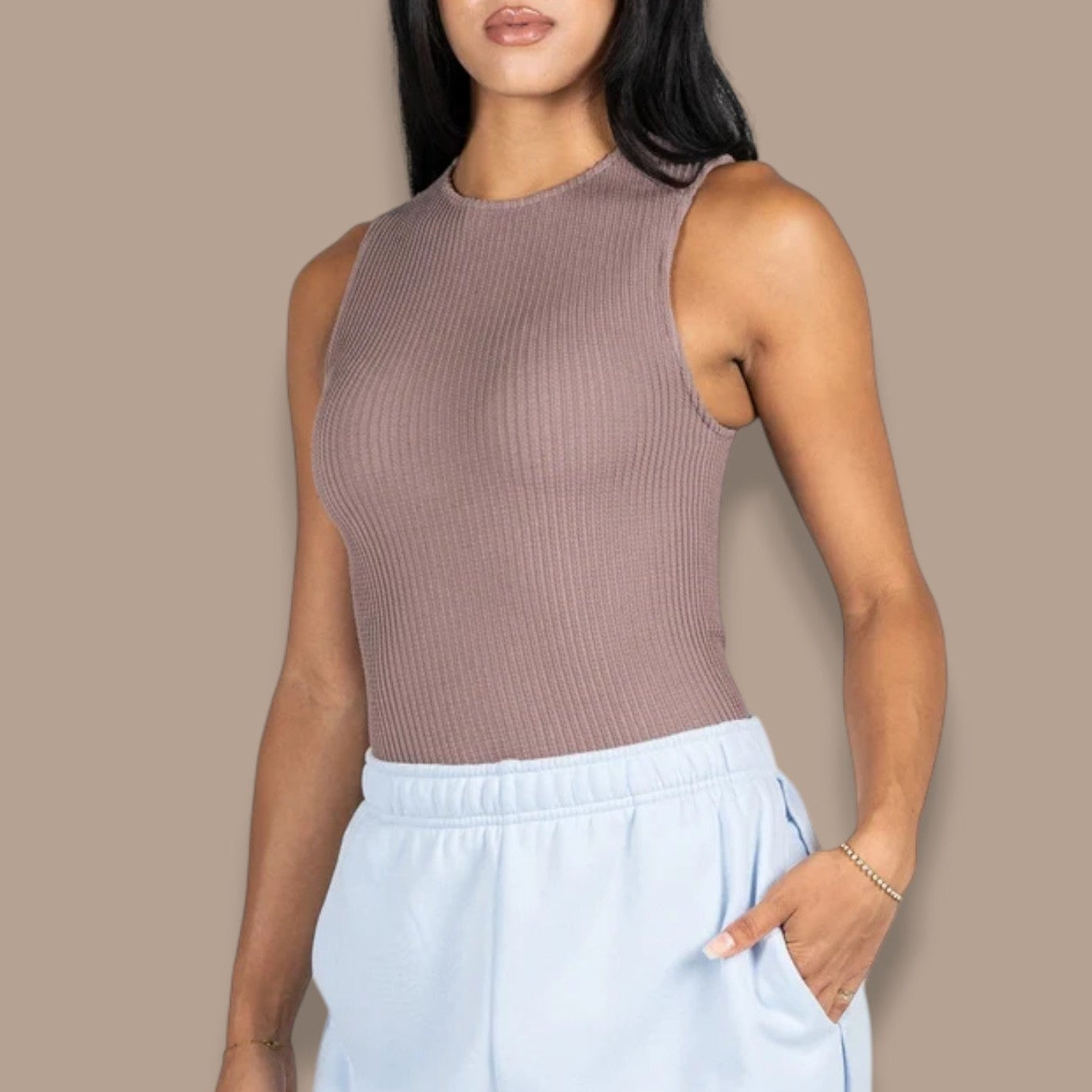 C'est Moi - Seamless Textured Crew Neck Tank