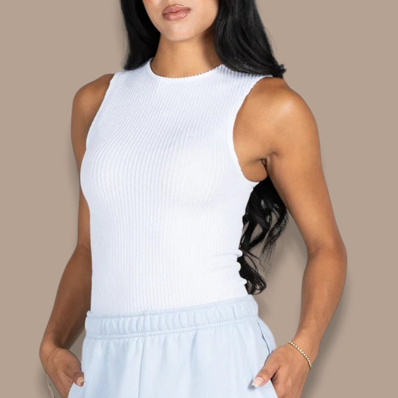 C'est Moi - Seamless Textured Crew Neck Tank
