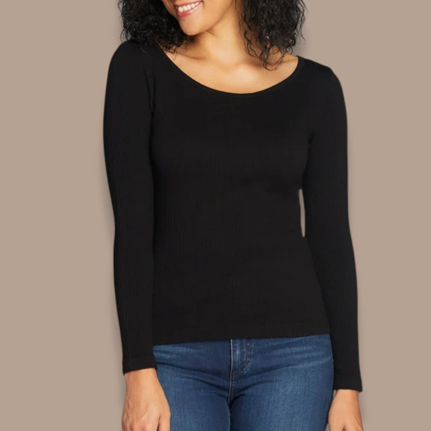 C'est Moi - Seamless Ribbed Crew Neck Top