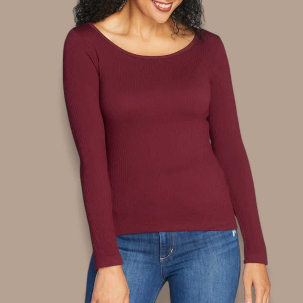 C'est Moi - Seamless Ribbed Crew Neck Top