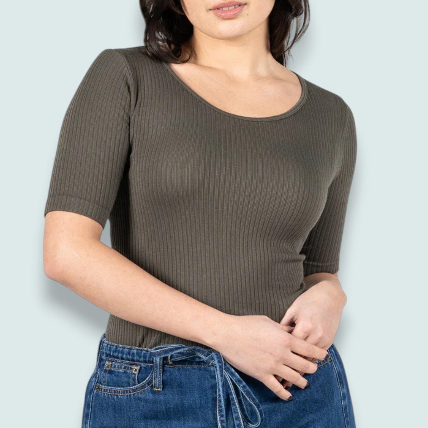 C'est Moi - Ribbed Short Sleeve Crew Neck Top