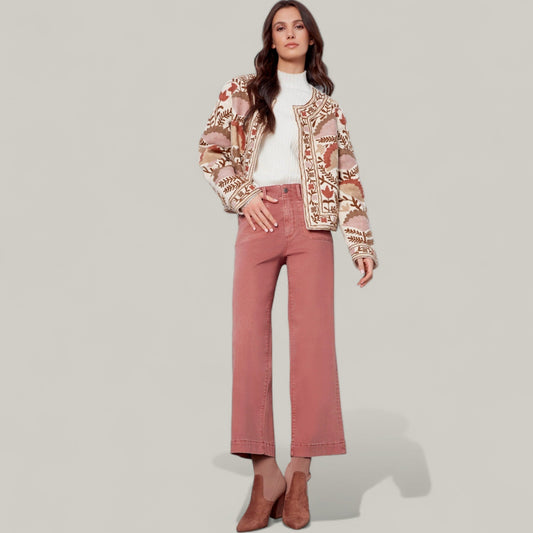 Charlie B - Cropped Wide Leg Stretch Twill Pants
