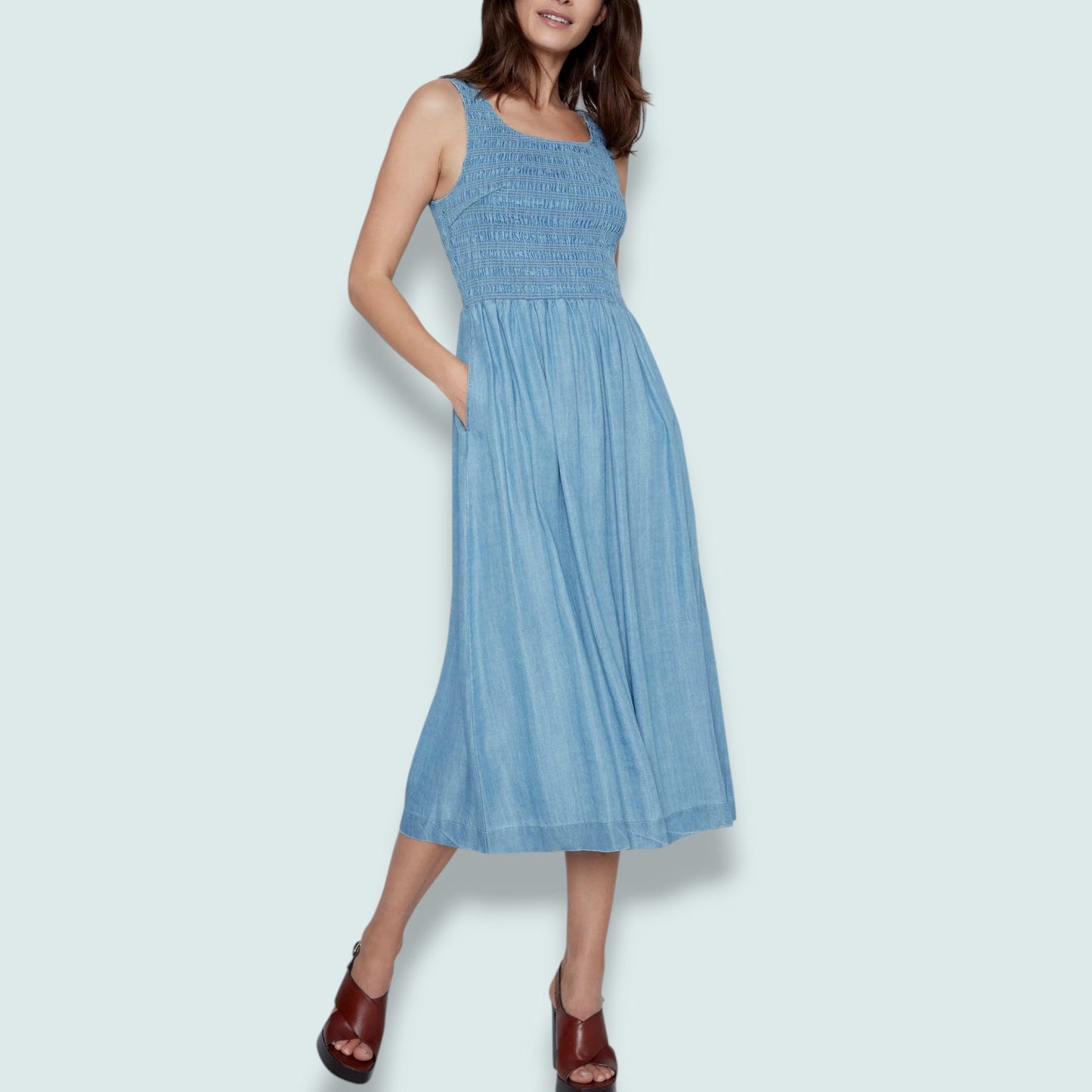 Charlie B - Tencel Sleeveless Smocked Midi Dress