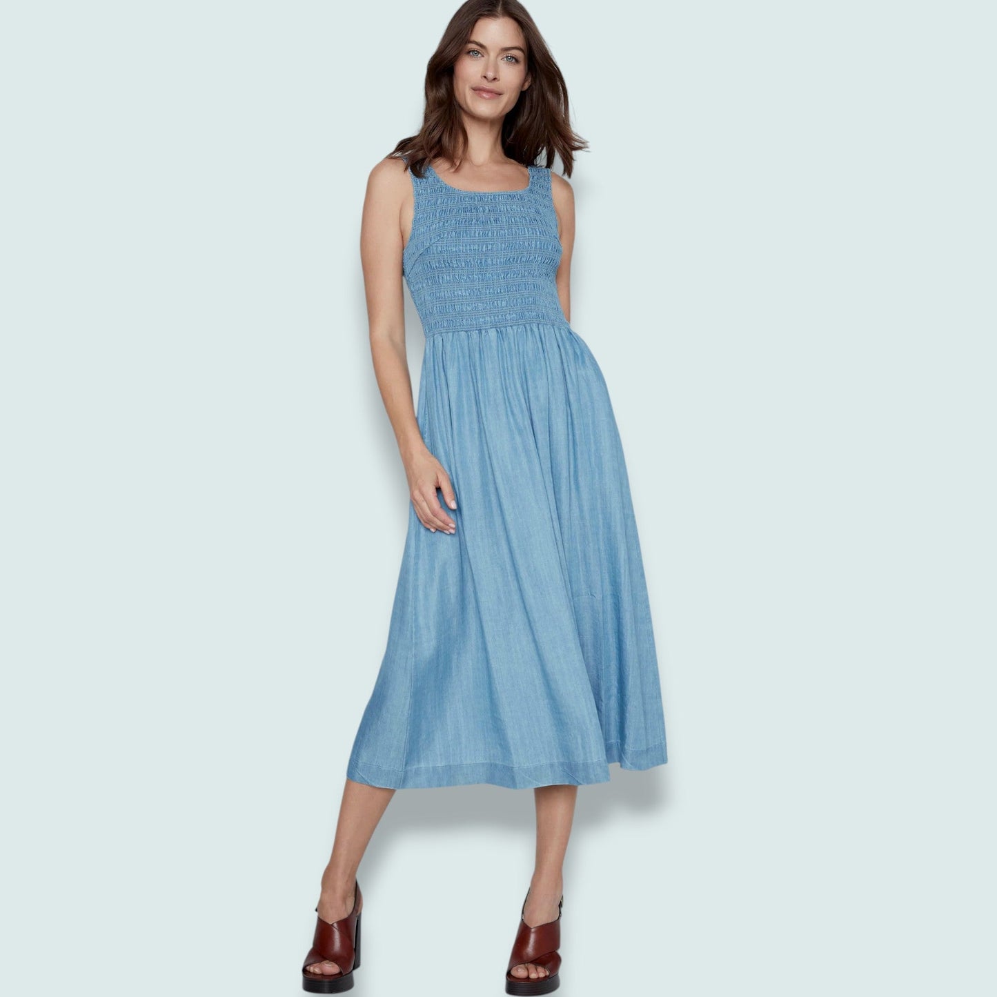 Charlie B - Tencel Sleeveless Smocked Midi Dress