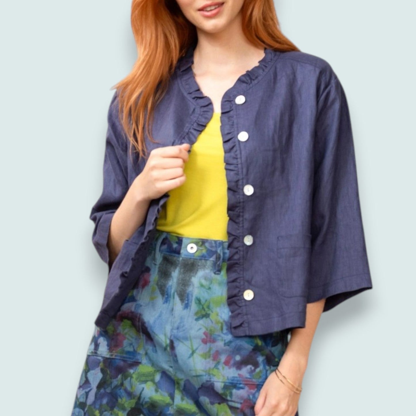 Claire Desjardins - Ruffle Trim Button-Front Top