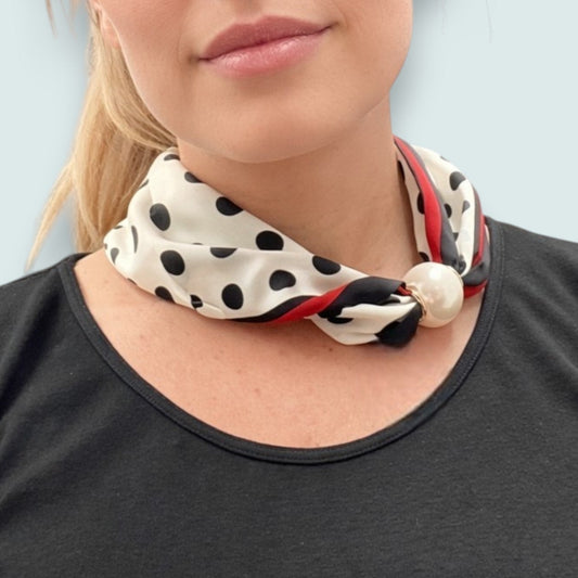 Red Coral - Polka Dot Neck Scarf