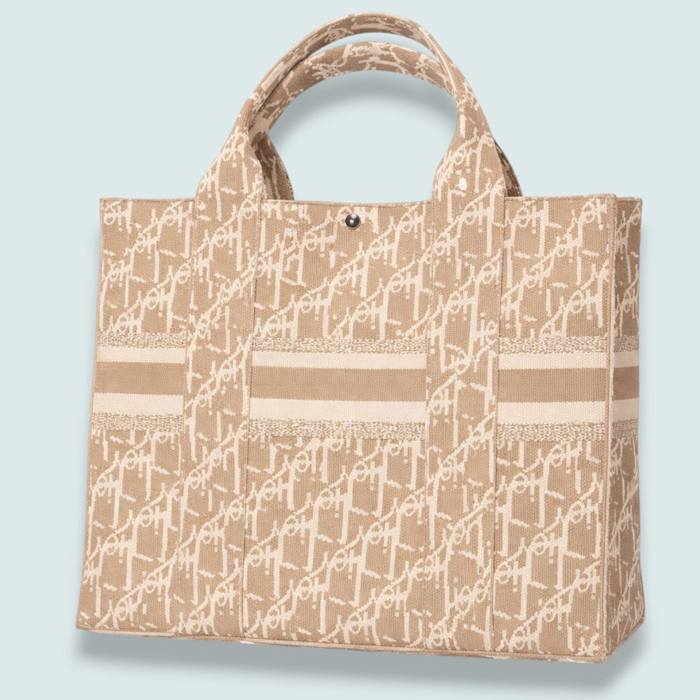 Audrey's - Monogram Woven Tote With Button Closure