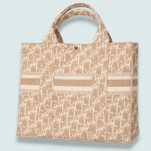 Audrey's - Monogram Woven Tote With Button Closure