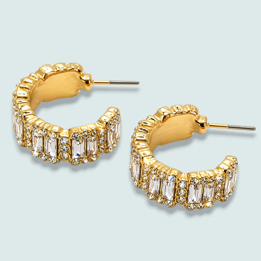 Audrey's - Crystal Edge Hoop Earrings