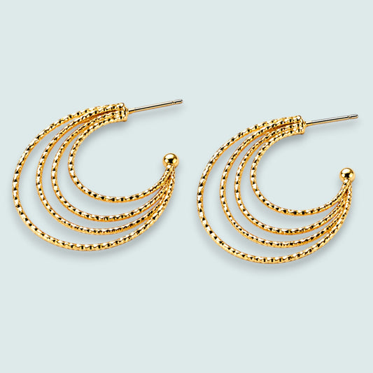 Audrey's - Multi-Layer Textured Hoop Earrings