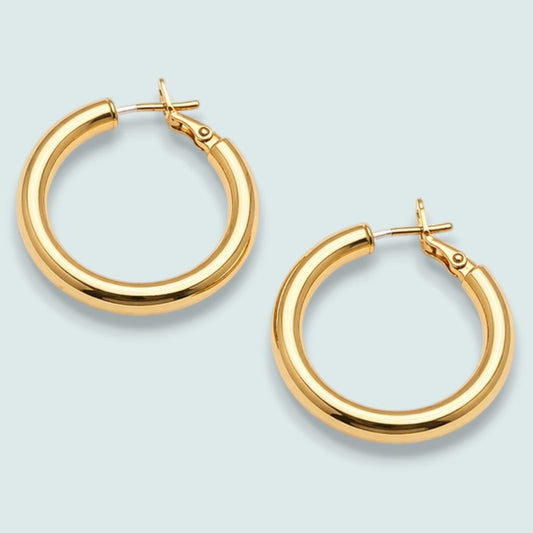 Audrey's - Classic Polished Gold Hoop Earrings