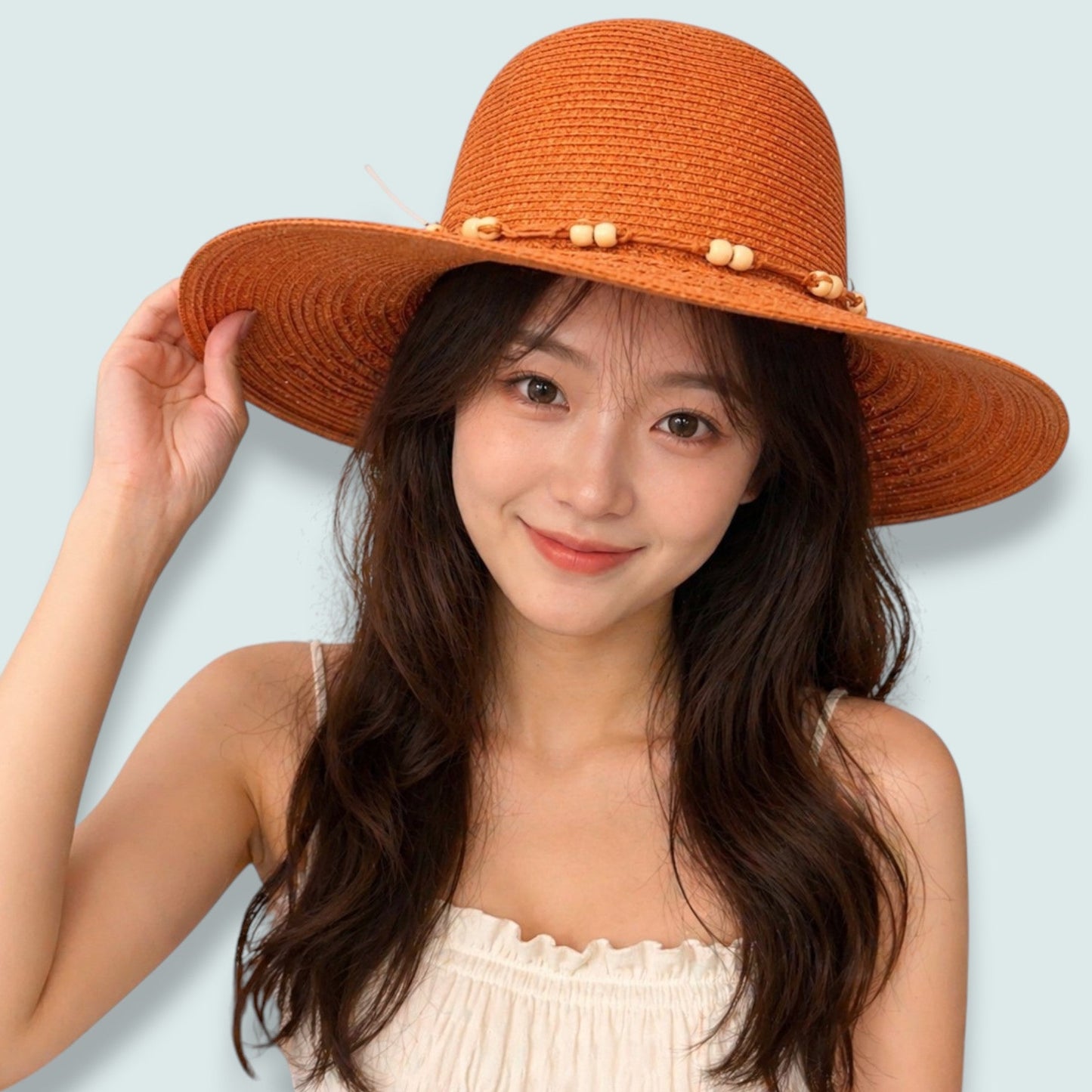 Audrey's - Woven Sun Hat With Beaded Detail