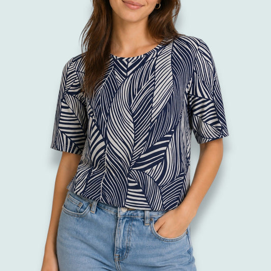 Sunday - Midnight Palm Print Top