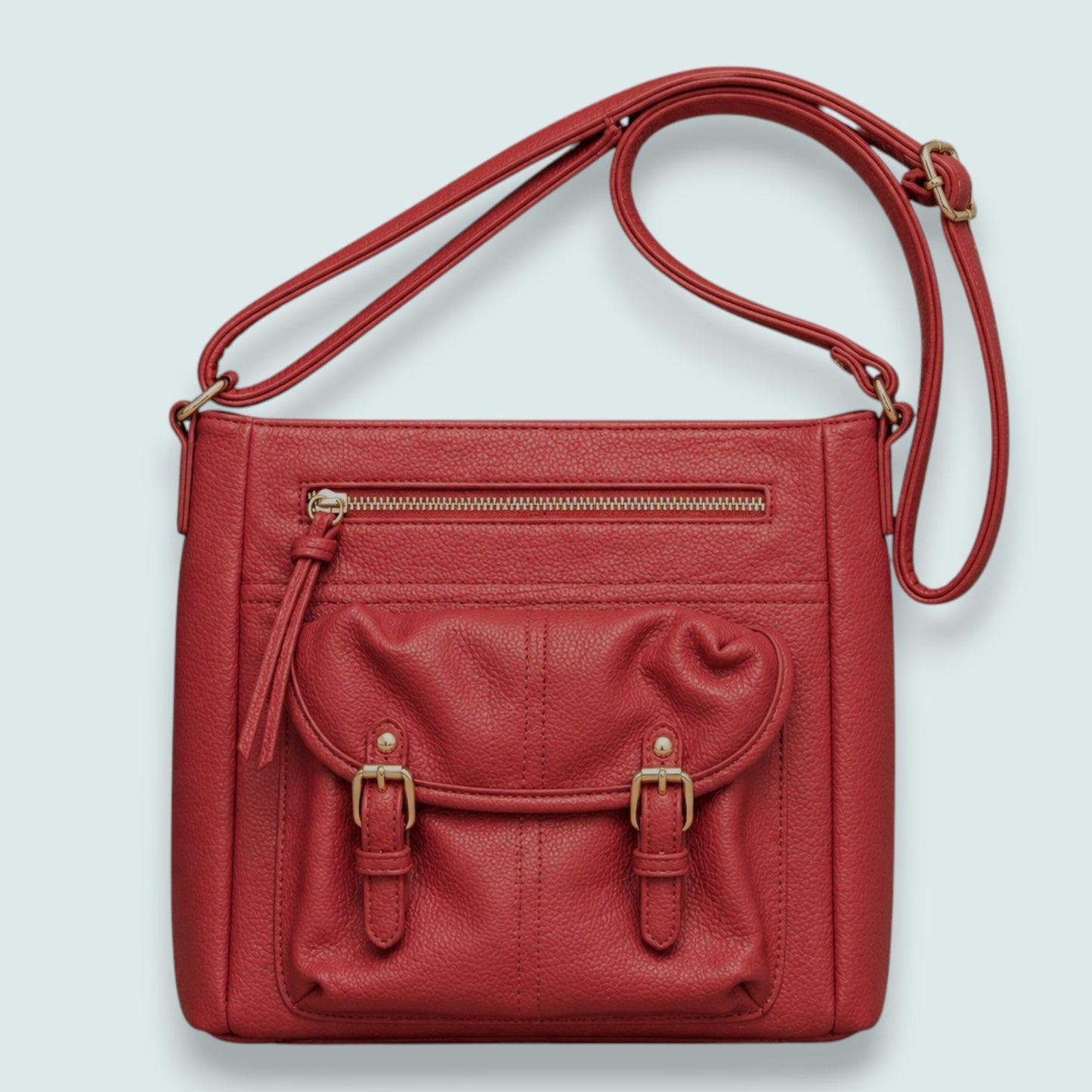 Audrey's - Pebbled Crossbody Bag With Front Utility Pocket