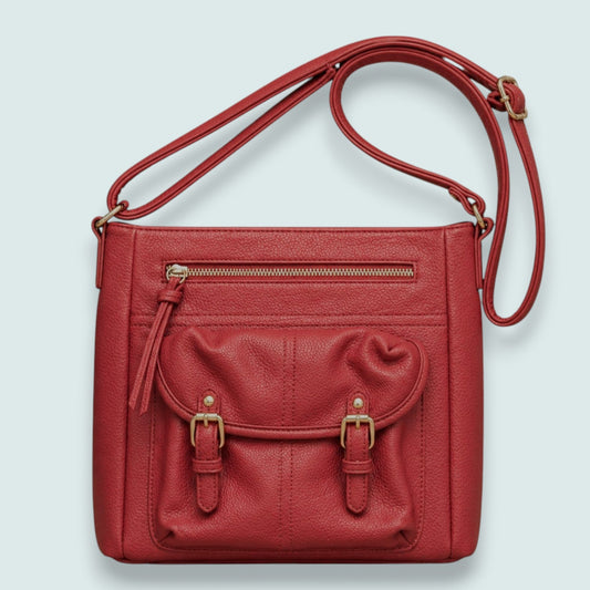 Audrey's - Pebbled Crossbody Bag With Front Utility Pocket