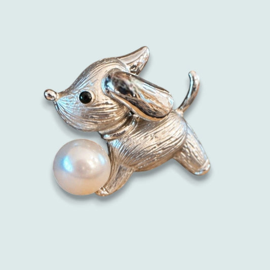 Audrey's - Pearl Accent Dog Brooch