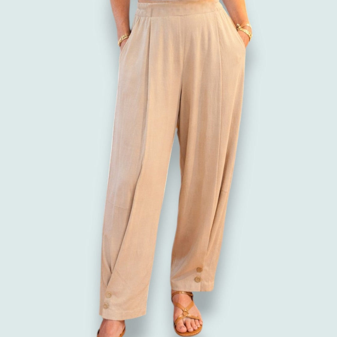 Pure - Soft Drape Button Detail Relaxed Pant