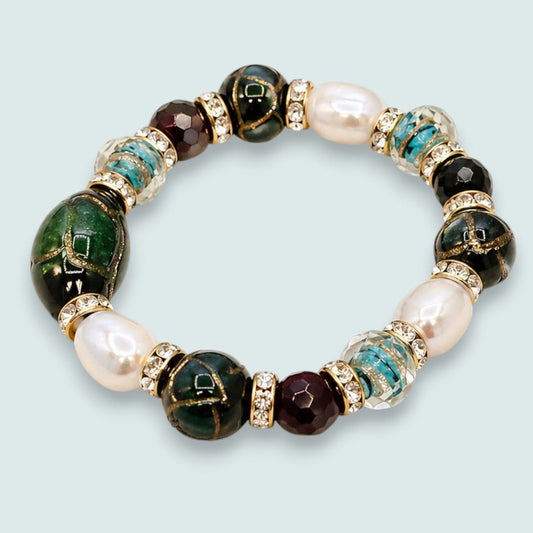 Audrey's - Deep Emerald Multi Bead Stretch Bracelet