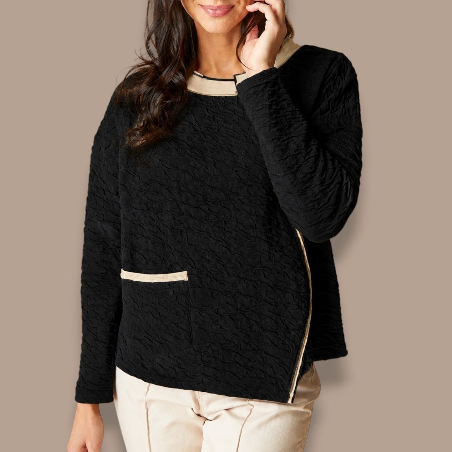 Habitat - Textured Contrast Trim Top