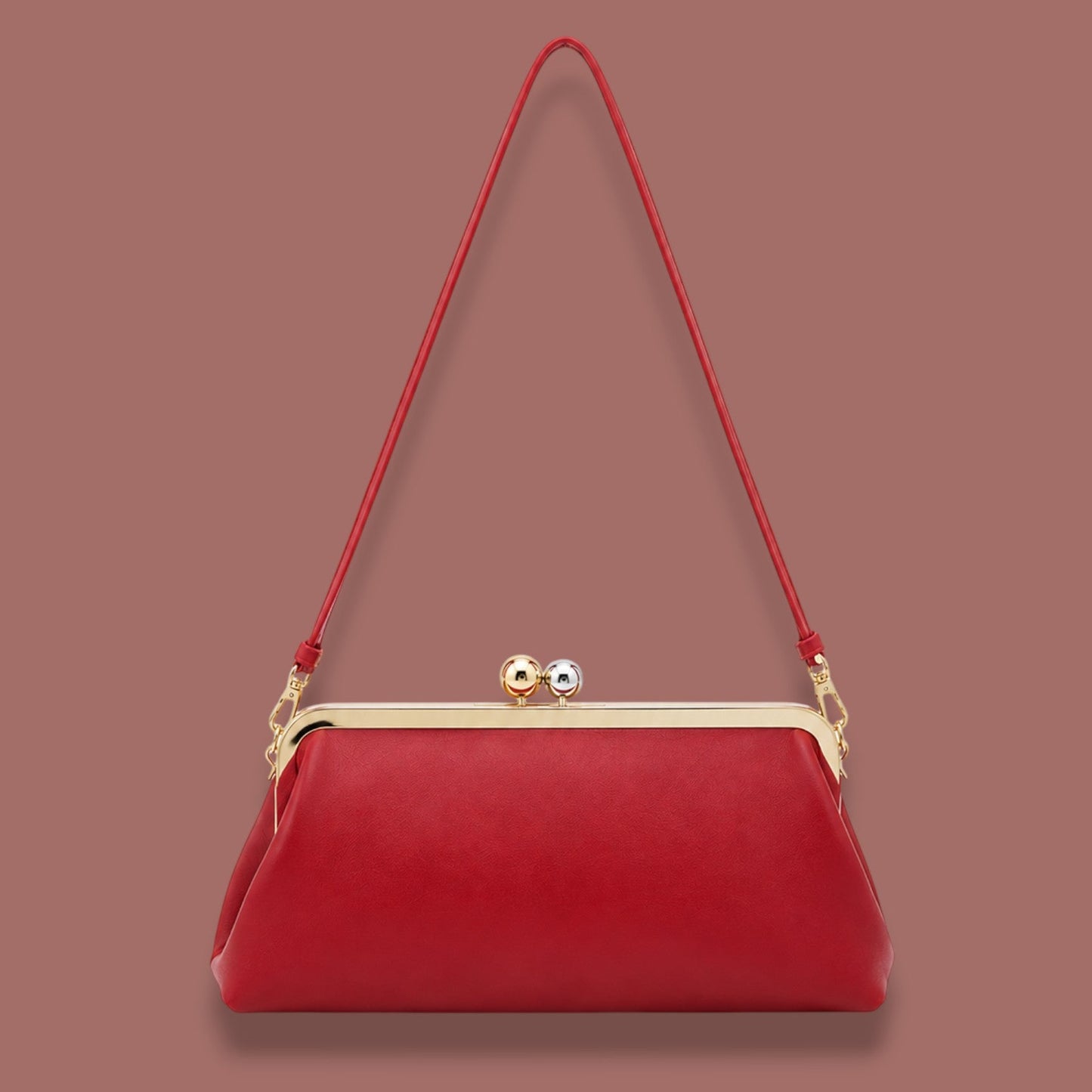 Inzi - Two-Tone Kiss Lock Shoulder Bag